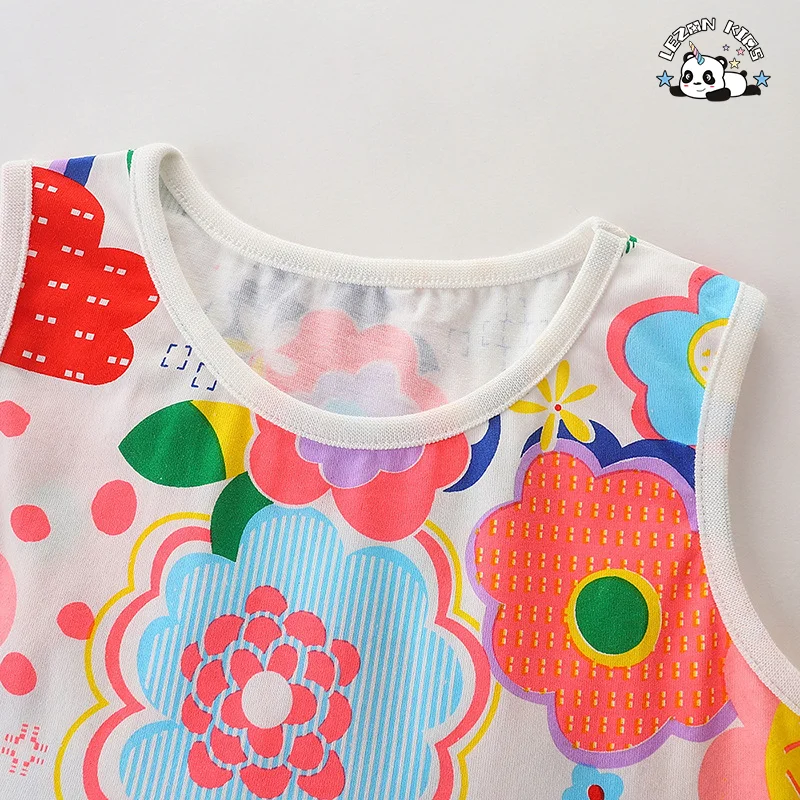 LEZONKIDS - Girls' Summer Dresses Custom Logo Short Sleeve Western Style Woolen Fabric Kid Clothing